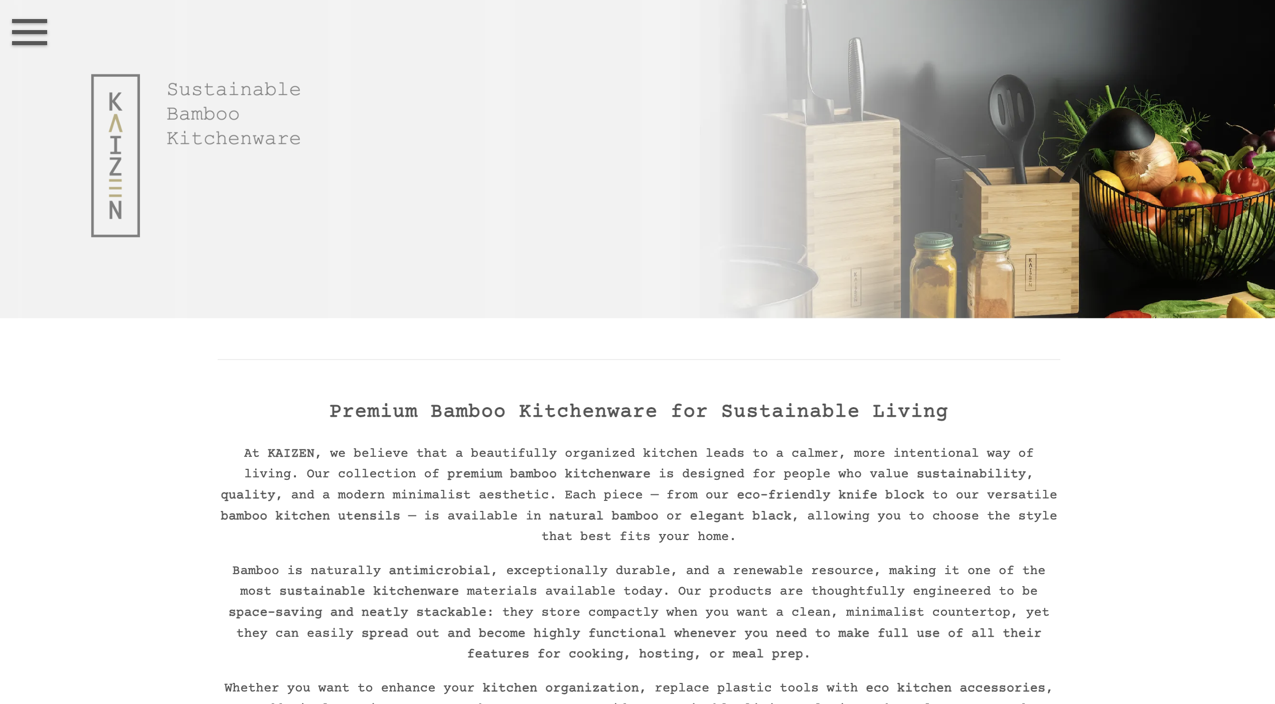KAIZEN – Bambus-Küchenbedarf
